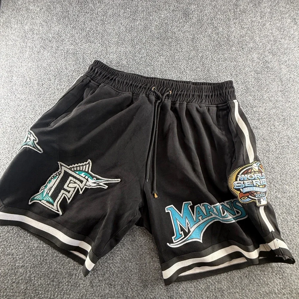 Florida Marlins 2003 World Series Anniversary Shorts Black Embroidered MLB Mens